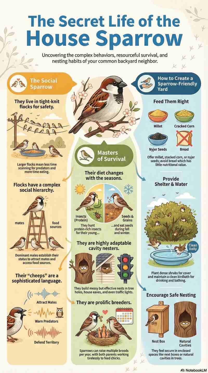House Sparrow Habits Behavior, Diet, and Nesting Tips (Small image)