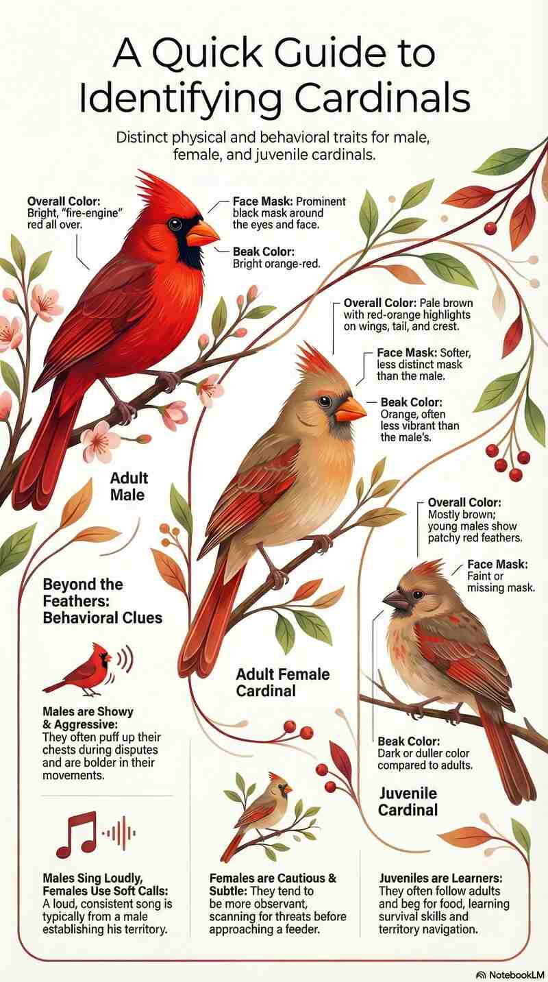 Quick Reference for Male vs Female Cardinals Infographic (Small)