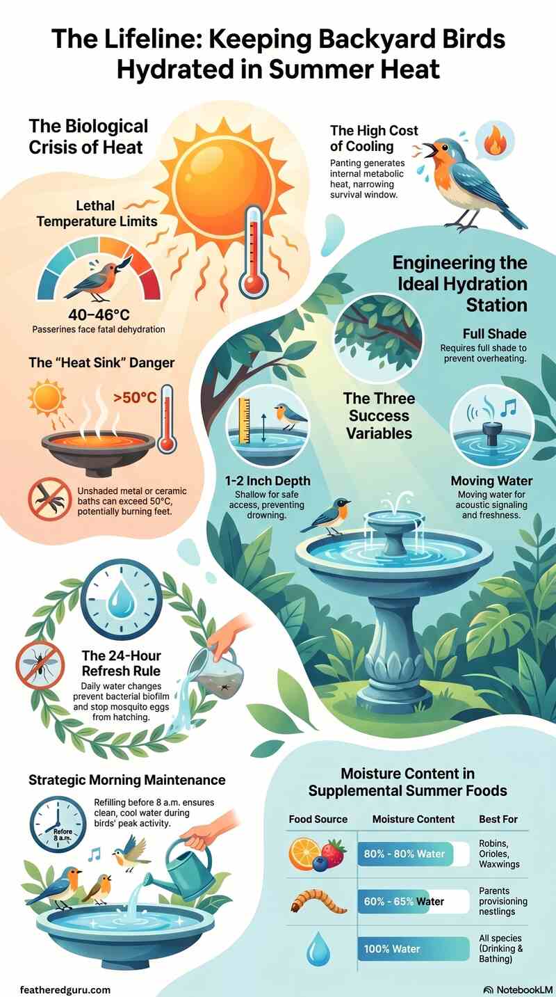 Summer Backyard Bird Hydration Guide Infographic