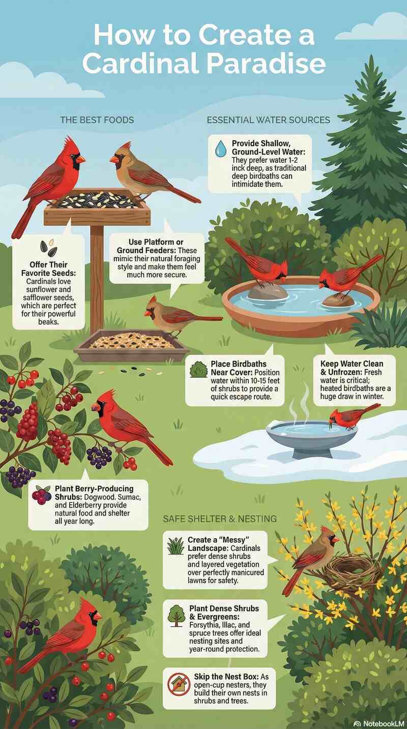 how to attract cardinals to your backyard (small infographic)
