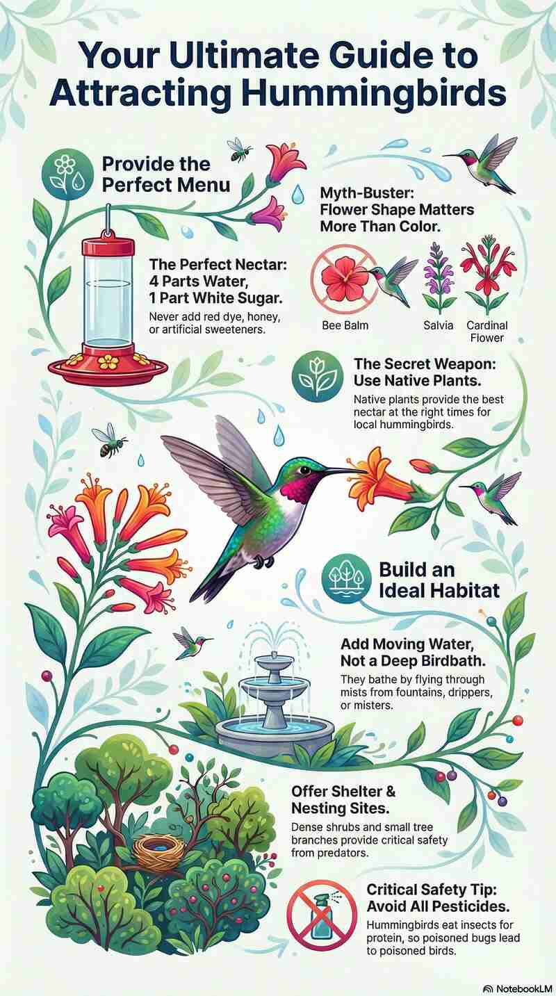 how to attract hummingbirds small infographic