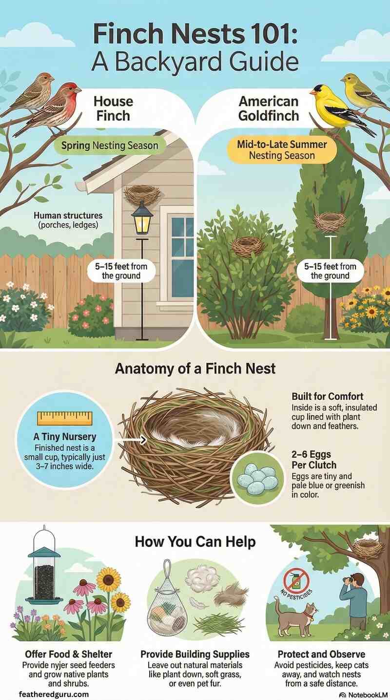 Finch Nesting Locations at a Glance (Small Infographic).