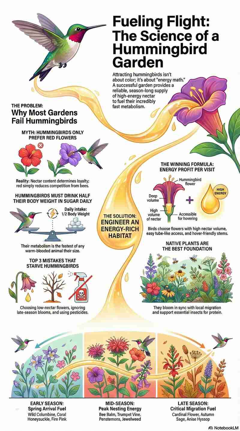 Best Flowering Plants to Attract Hummingbirds Small Infographic.