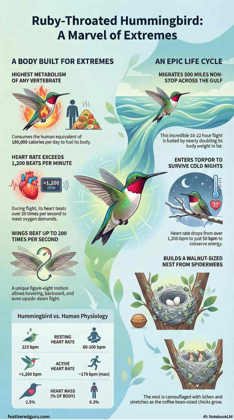 Ruby-Throated Hummingbird Facts Infographic