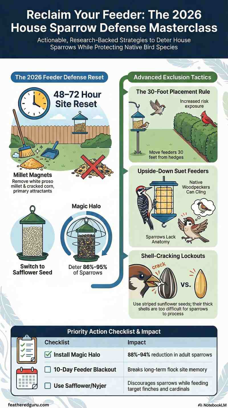 House Sparrow Feeder Defense Guide Infographic (Small)