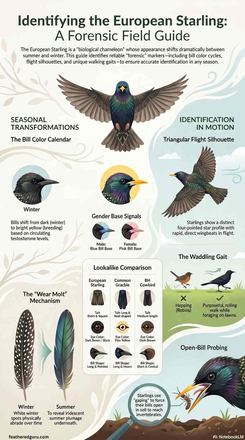 European Starling Identification Field Guide Infographic (Small)