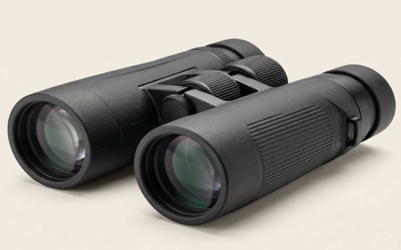 Best birding binoculars under 200 dollars showing a matte black roof-prism chassis with fully multi-coated objective lenses.