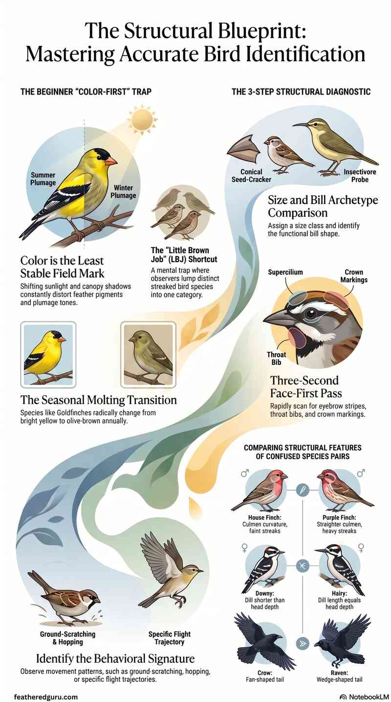 Beginner Bird Identification Mistakes Infographic