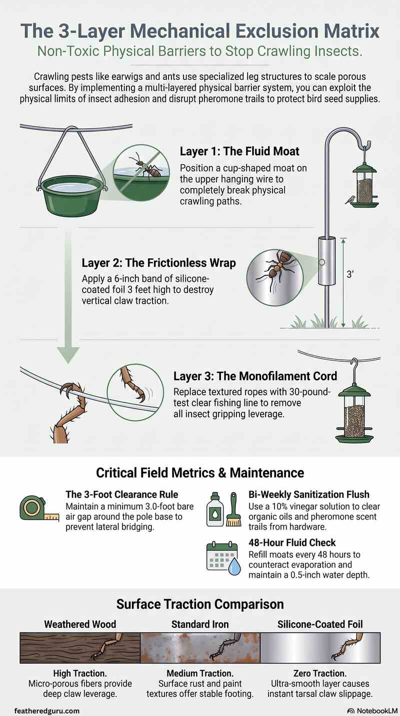 3-Layer Bird Feeder Pole Ant Guard Infographic
