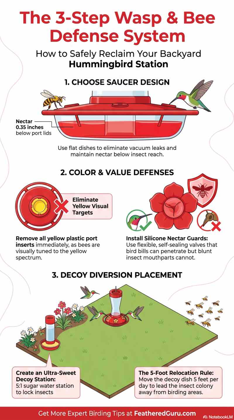 How to Keep Bees and Wasps Away from Hummingbird Feeders Infographic